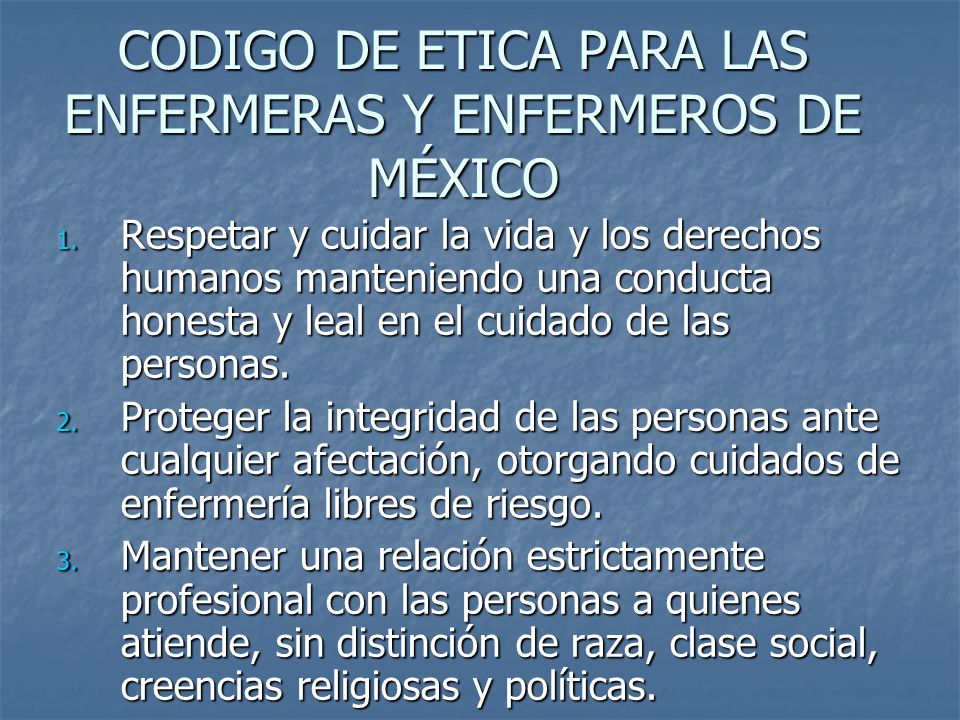 codigo de etica en enfermeria